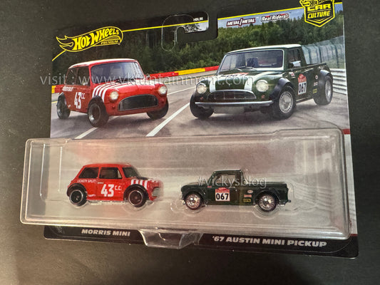 HOT WHEELS Double Pack Premium Car Culture Morris Mini & '67 Austin Mini