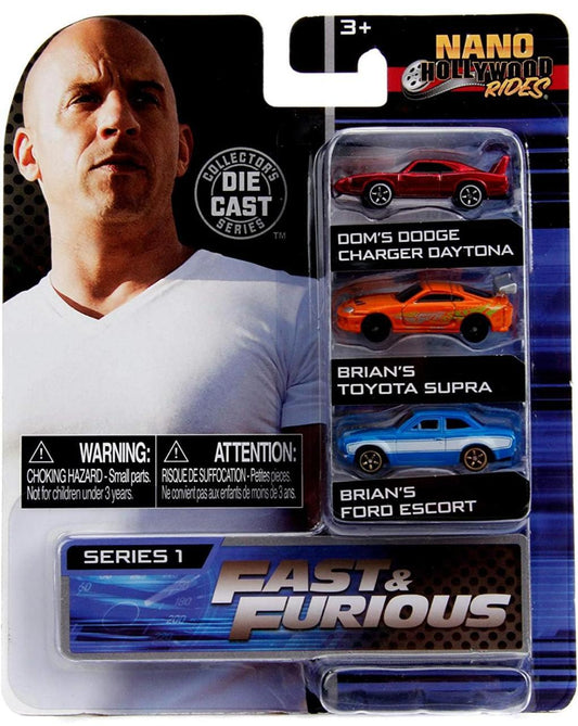 Jada Nano Hollywood Rides - Dom's Dodge/ Brain's Toyota Supra/ Brain's Ford Escort
