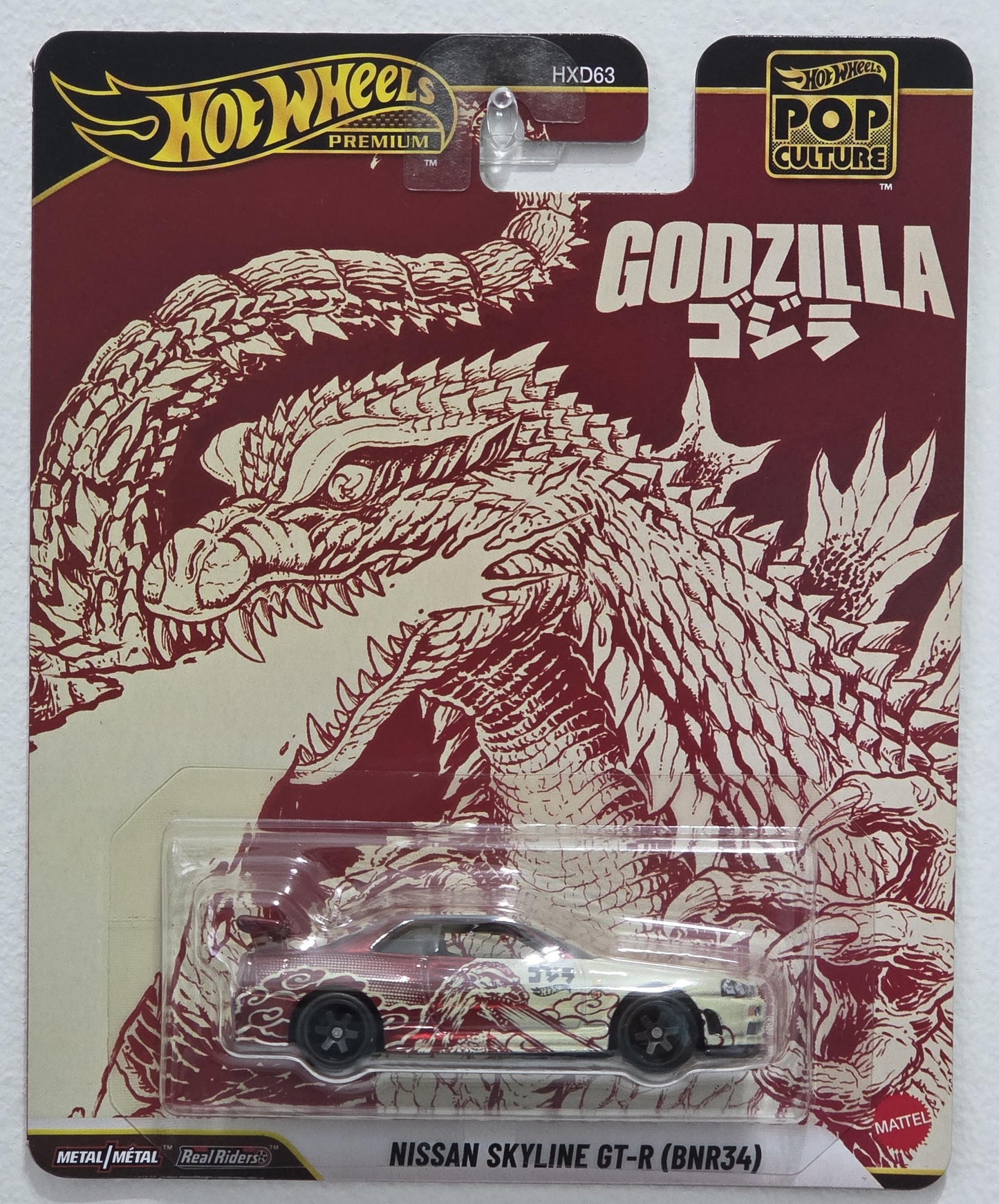 Hot Wheels Premium Godzilla Nissan Skyline GT-R BNR34 Pop Culture with car included rare find