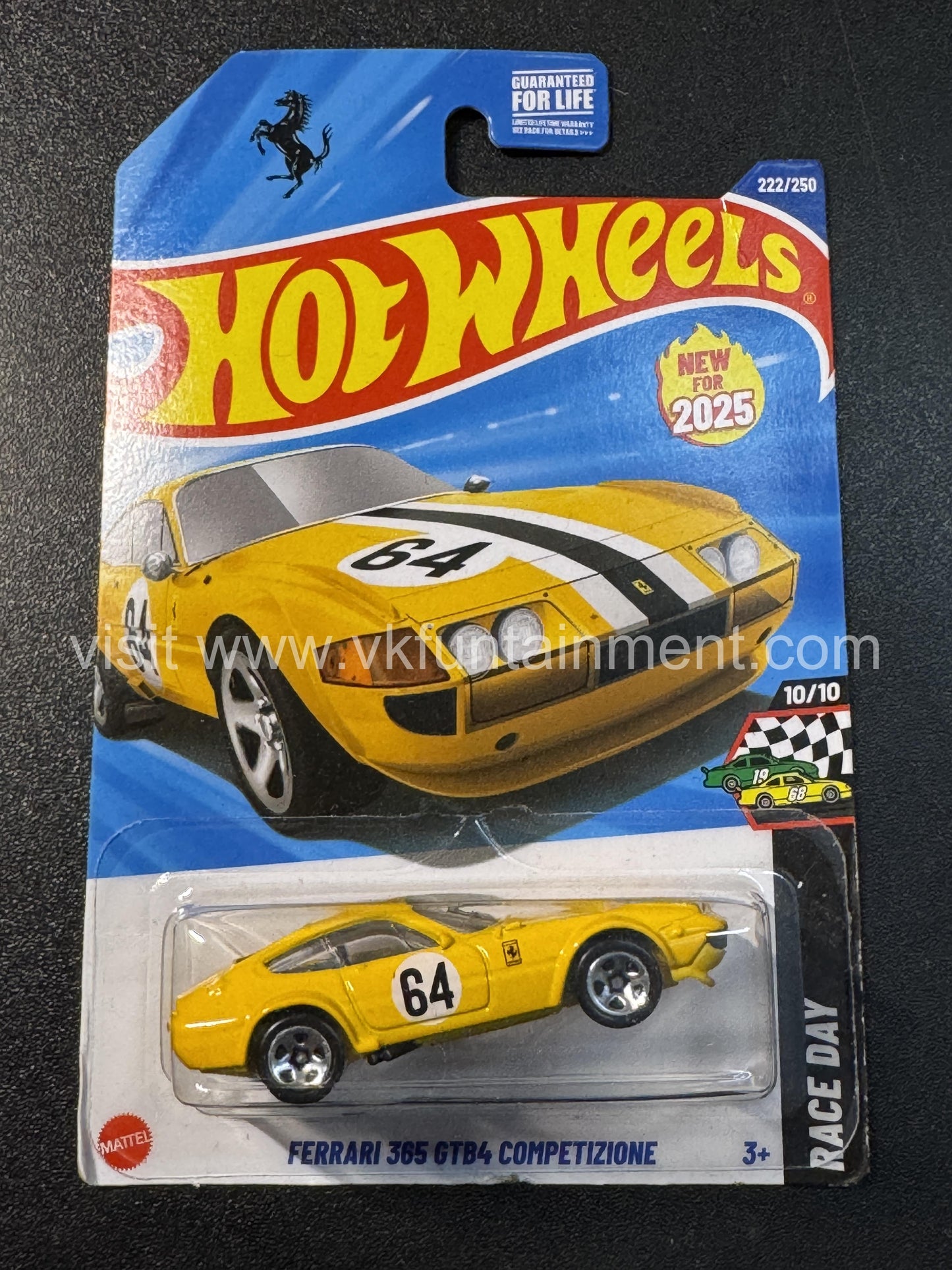 Hot Wheels  FERRARI 365 GTB4 COMPETIZIONE - YELLOW - LONG CARD