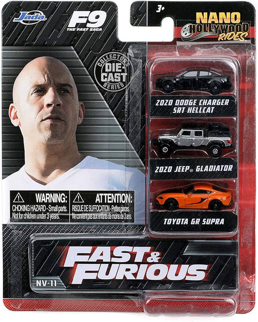 Jada Nano Hollywood Rides - Zozo Dodge Charger SRT Hellcat / Zozo Jeep Gladiator/ Toyota GR Supra