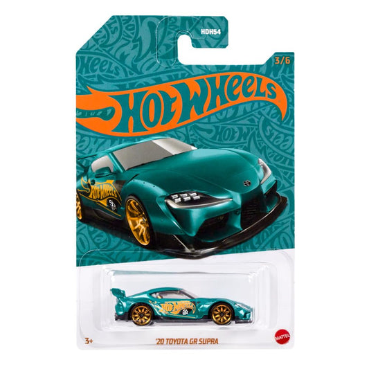 Hot Wheels 1:64 Scale Die-Cast Vehicle 20 Toyota GR Supra with Turquoise- & Copper-Colored Deco to Celebrate HW 56th Anniversary